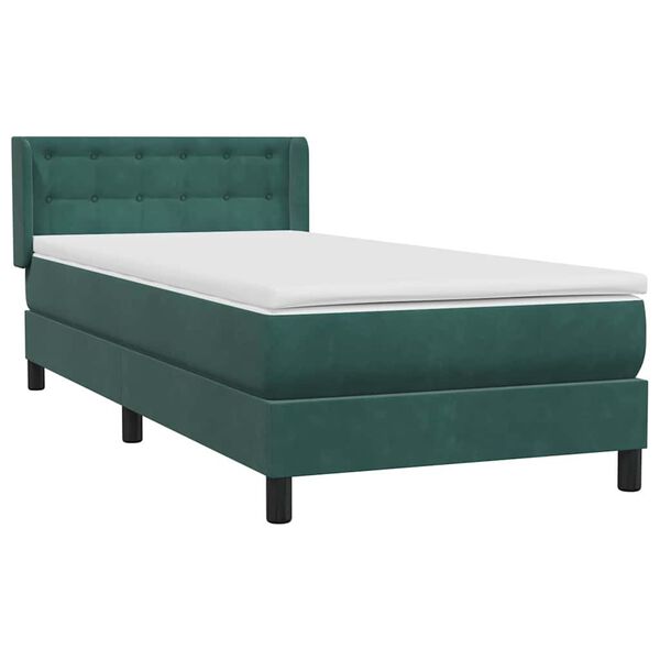 vidaXL Cama box spring con colch&oacute;n terciopelo verde oscuro 80x210 cm