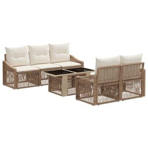 vidaXL Conjunto de sof&aacute;s de jard&iacute;n 6 uds. Beige y blanco crema