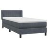 vidaXL Cama box spring con colch&oacute;n terciopelo gris oscuro 80x220 cm