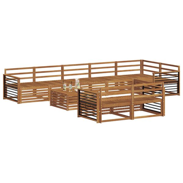 vidaXL Conjunto de sof&aacute;s de exterior 9 pcs Natural