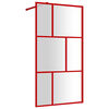 vidaXL Mampara puerta de ducha vidrio transparente ESG rojo 115x195 cm