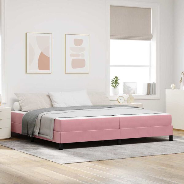 vidaXL Cama tipo Box Spring con colch&oacute;n Rosa 200 x 200 cm tela