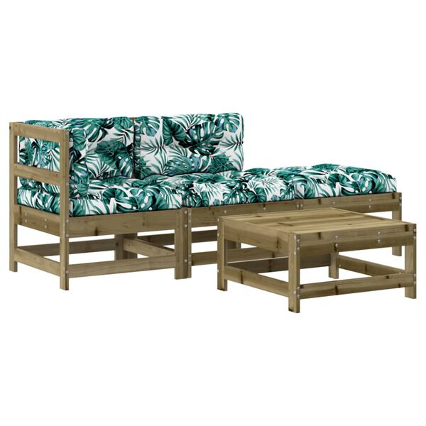 vidaXL Juego de muebles jard&iacute;n 4 pzas y cojines madera pino impregnada