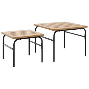 vidaXL Mesas de centro apilables de jard&iacute;n 2 uds acero marr&oacute;n y negro