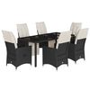 vidaXL Set de comedor de jard&iacute;n 7 pzas y cojines rat&aacute;n sint&eacute;tico negro