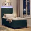 vidaXL Cama con Box Spring LED y Colch&oacute;n Verde oscuro 90 x 200 cm