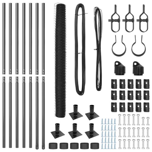 vidaXL Poste de Valla Gris 10 x 1,5 m (malla de 36 mm) Acero y PVC