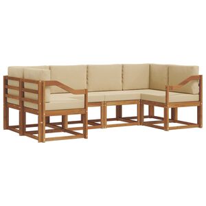 vidaXL Conjunto de sof&aacute;s de exterior con coj&iacute;n 6 pcs Natural y Beige