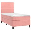 vidaXL Cama box spring colch&oacute;n y LED terciopelo rosa 90x200 cm