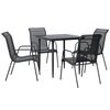 vidaXL Juego de comedor para jard&iacute;n 5 piezas acero y textilene negro