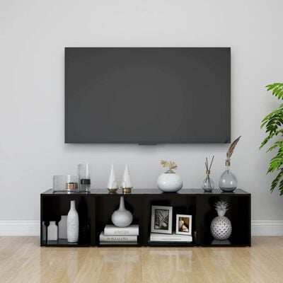 vidaXL Muebles para TV 2 uds madera contrachapada negro 37x35x37 cm