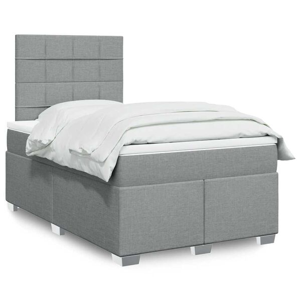 vidaXL Cama box spring con colch&oacute;n tela gris claro 120x200 cm
