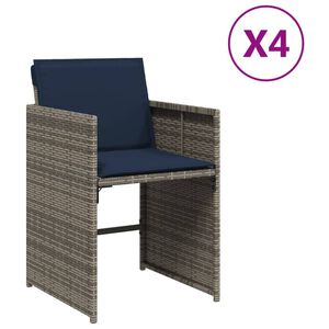 vidaXL Sillones de jard&iacute;n con cojines 4 uds rat&aacute;n sint&eacute;tico gris