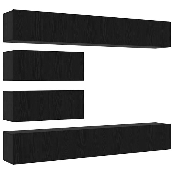 vidaXL Conjunto de mueble de TV 6 pcs Roble Negro Madera de ingenier&iacute;a