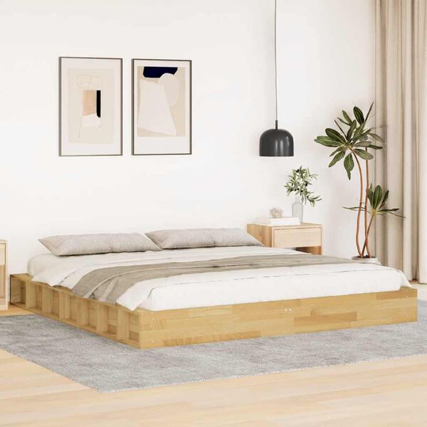 vidaXL Estructura de cama sin colch&oacute;n 200x200 cm madera maciza roble