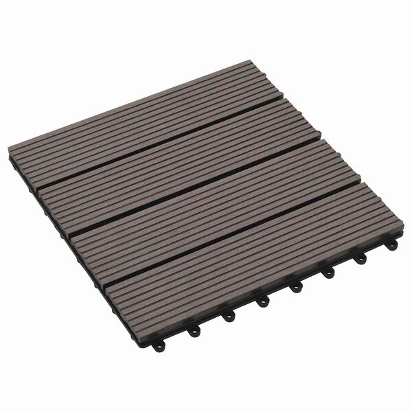 vidaXL Tile de Decking 11 pcs Marr&oacute;n Oscuro 30 x 30 cm WPC