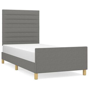 vidaXL Estructura de cama sin colch&oacute;n tela gris oscuro 90x200 cm