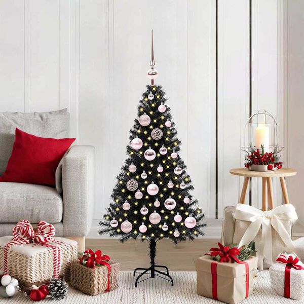 vidaXL &Aacute;rbol de Navidad con 150 LED con soporte Negro 120 cm PVC