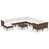 vidaXL Set muebles de jard&iacute;n 12 pzas y cojines rat&aacute;n sint&eacute;tico marr&oacute;n