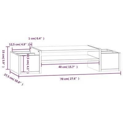 vidaXL Soporte para monitor madera maciza de pino 70x27,5x15 cm