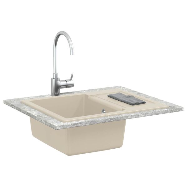 vidaXL Lavabo Beige 620 x 500 mm 80% Cuarzo y 20% Resina