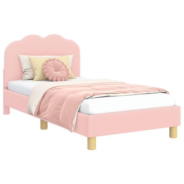 vidaXL Cama para ni&ntilde;os con cabecero Rosa 80 x 160 cm Tela de Oveja