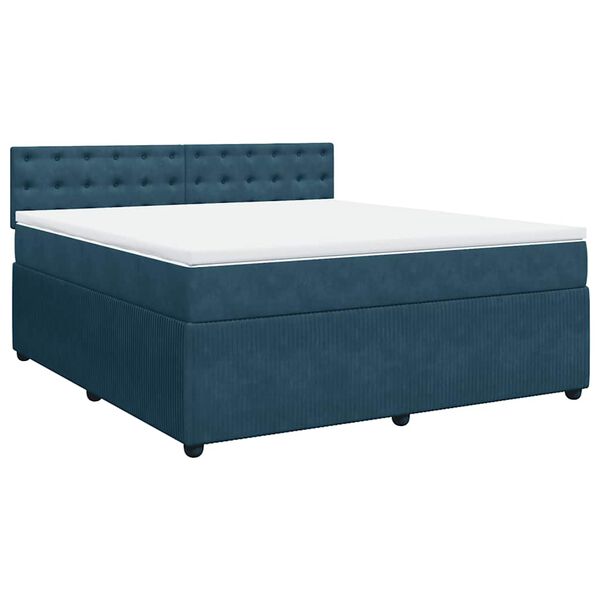 vidaXL Cama box spring con colch&oacute;n terciopelo azul 180x200 cm