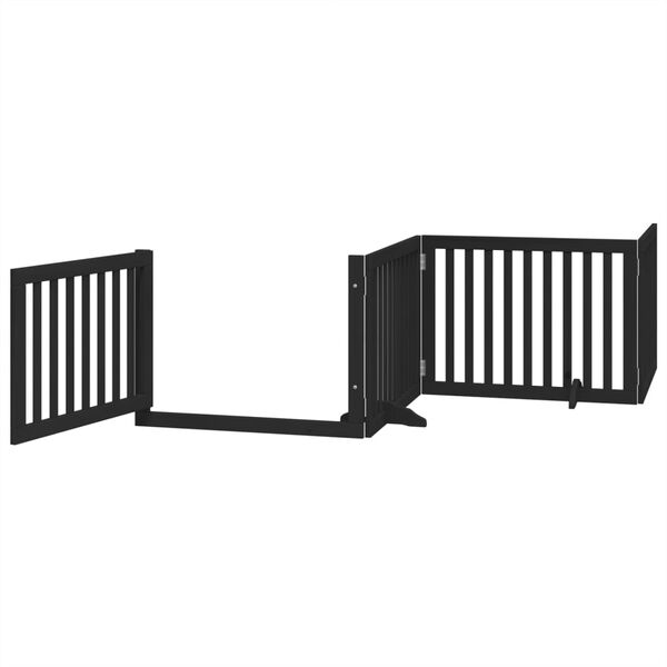 vidaXL Puerta para perros plegable 4 paneles madera &aacute;lamo negra 320 cm