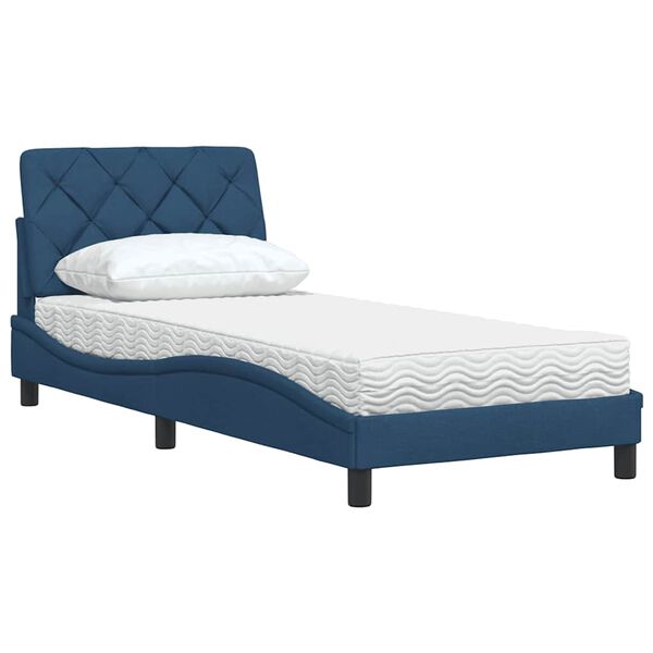 vidaXL Cama con colch&oacute;n tela azul 80x200 cm
