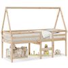 vidaXL Cama alta con techo madera maciza de pino marr&oacute;n cera 75x190 cm