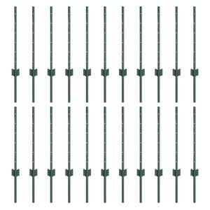 vidaXL Poste de cerca empotrado 22 uds. Verde 100 cm