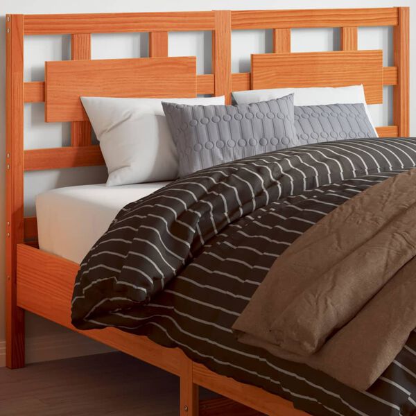 vidaXL Cabecero de cama madera maciza de pino marr&oacute;n cera 135 cm