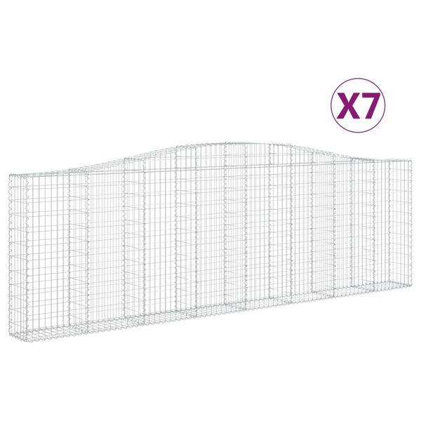 vidaXL Cestas de gaviones 7 uds forma de arco hierro 400x30x120/140 cm