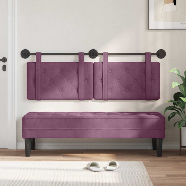 vidaXL Cabecera Colgante Morado 130 x 55 x 5 cm Terciopelo
