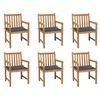 vidaXL Sillas de jard&iacute;n 6 uds madera maciza de teca cojines antracita