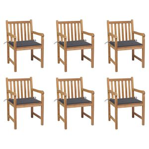 vidaXL Sillas de jard&iacute;n 6 uds madera maciza de teca cojines antracita