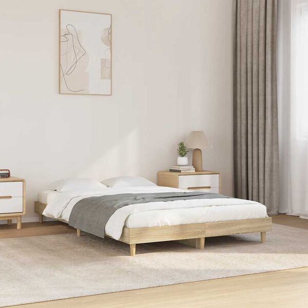 vidaXL Estructura de cama sin colch&oacute;n madera roble Sonoma 120x200 cm