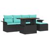 vidaXL Conjunto de sof&aacute; de jard&iacute;n con coj&iacute;n 6 pcs Negro y azul