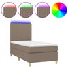 vidaXL Cama box spring colch&oacute;n y luces LED tela gris taupe 90x190 cm