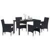 vidaXL Conjunto de Comedor de Jard&iacute;n 5 pcs Negro rat&aacute;n sint&eacute;tico