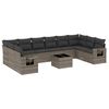 vidaXL Set de sof&aacute;s de jard&iacute;n 11 pzas y cojines rat&aacute;n sint&eacute;tico gris