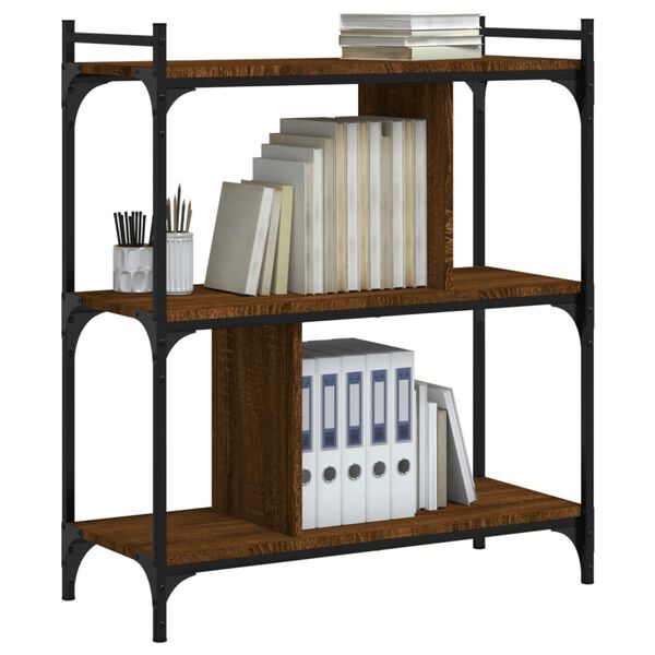 vidaXL Librería 3 estantes madera ingeniería marrón roble 76x32x88 cm