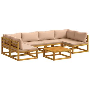 vidaXL Juego de Sof&aacute; 7 uds. Natural Madera de Acacia S&oacute;lida