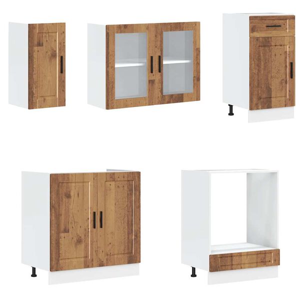 vidaXL Mueble cocina Kalmar madera vieja 8 pzas madera contrachapada