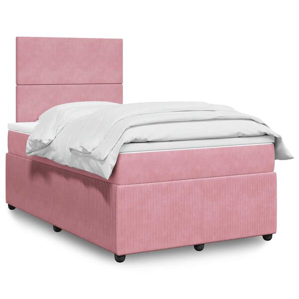 vidaXL Cama box spring con colch&oacute;n terciopelo rosa 120x200 cm