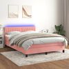 vidaXL Cama box spring colch&oacute;n y LED terciopelo rosa 140x190 cm