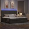 vidaXL Cama con almacenamiento y LED Taup&eacute; 200 x 200 cm Poli&eacute;ster
