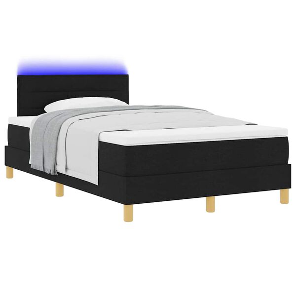 vidaXL Cama Box Spring LED con colch&oacute;n con LED Negro 120 x 200 cm tela
