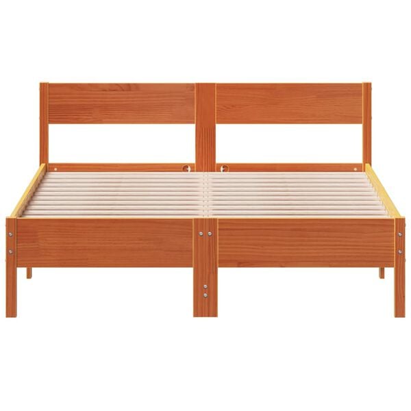 vidaXL Cama sin colch&oacute;n madera maciza de pino marr&oacute;n cera 140x190 cm