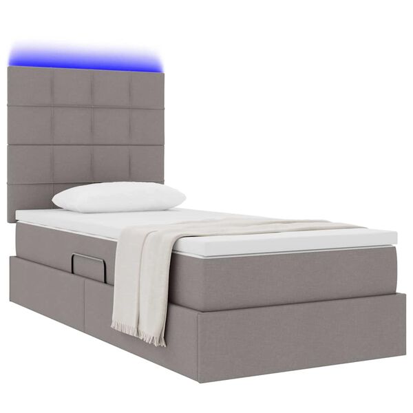 vidaXL Cama con almacenamiento y LED Taup&eacute; 100 x 200 cm Poli&eacute;ster
